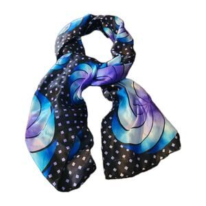 Rush Limbaugh 100 Silk Oblong Scarf Blue Purple Geometric 60x10 Handrolled Edge